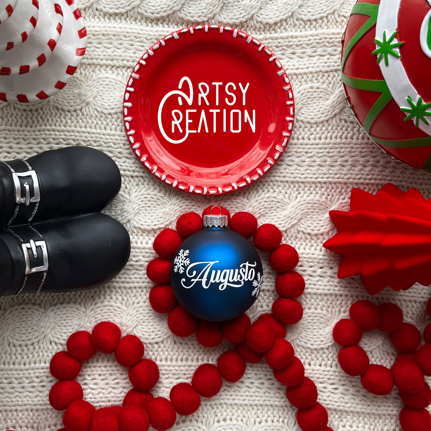 Personalized matte blue ornament