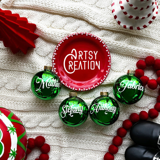 Personalized shinny green ornament