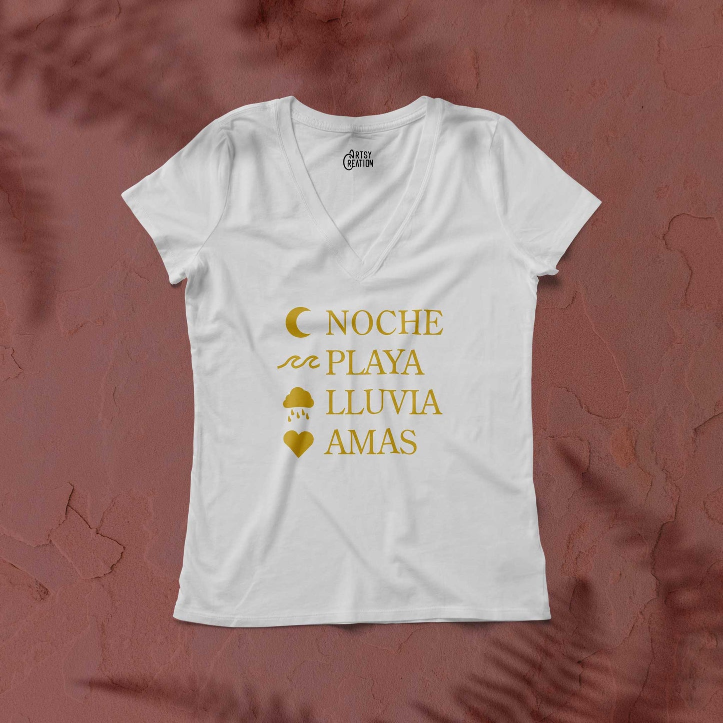 Noche, playa, lluvia, amas (V Neck)