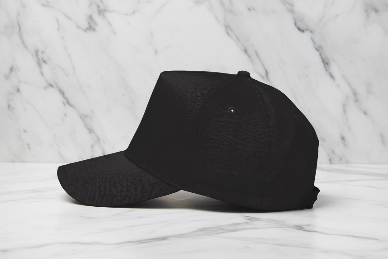 Black baseball cap on a white background
