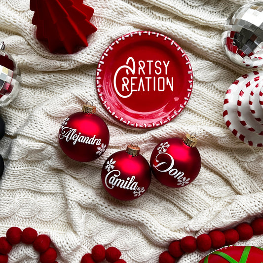 Personalized red matte ornament