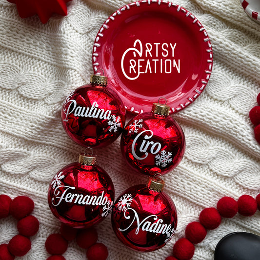 Personalized red shinny ornament